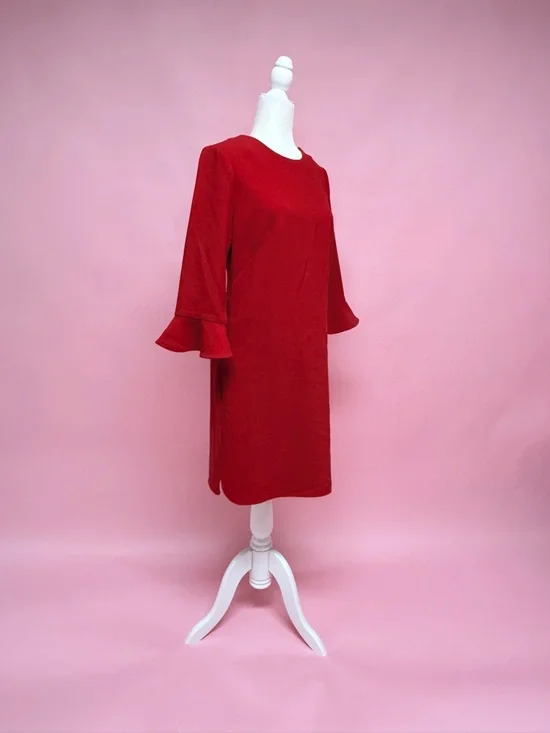 Ann Taylor Red Flare-Sleeve Shift Dress - Picture 8 of 9